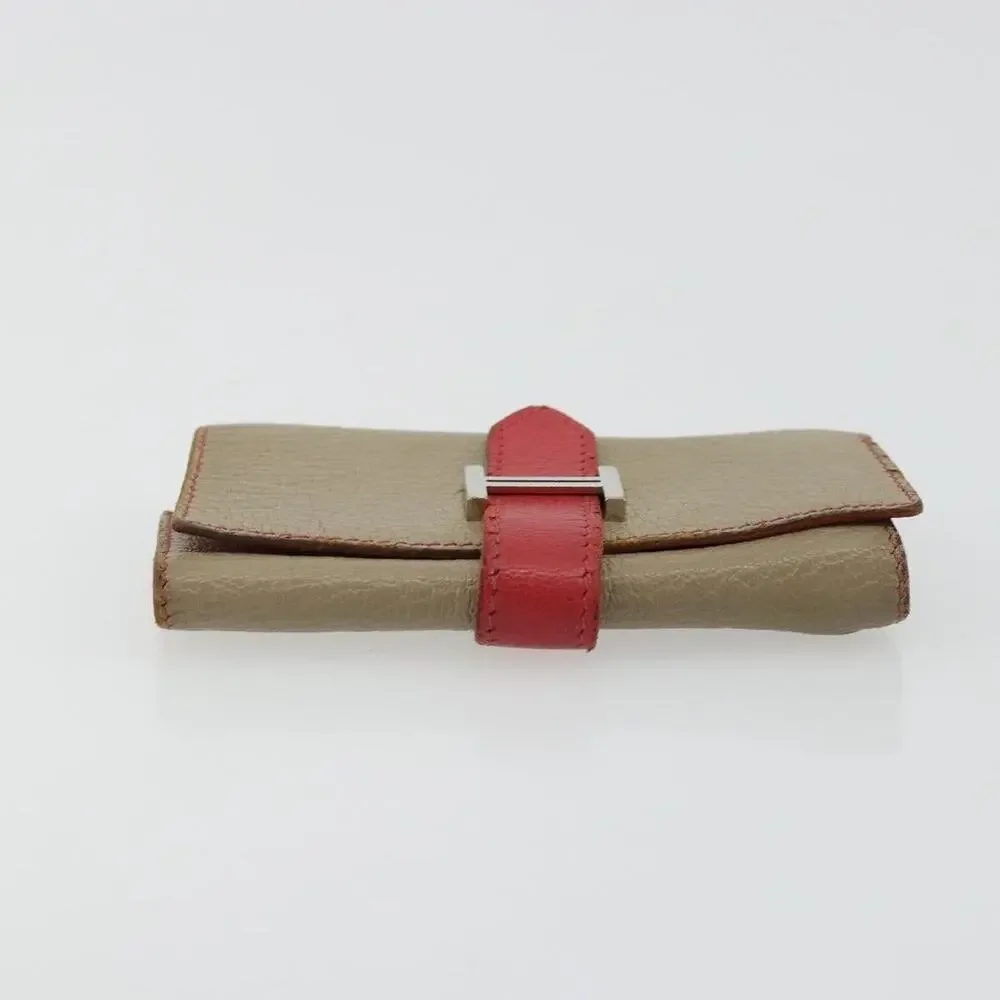 Hermes Leather Baan Key Case Beige